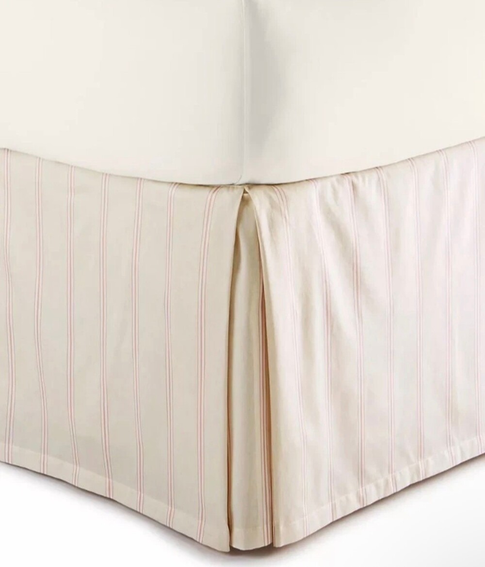 New hotel collection king 18” bedskirt toile beige pink
